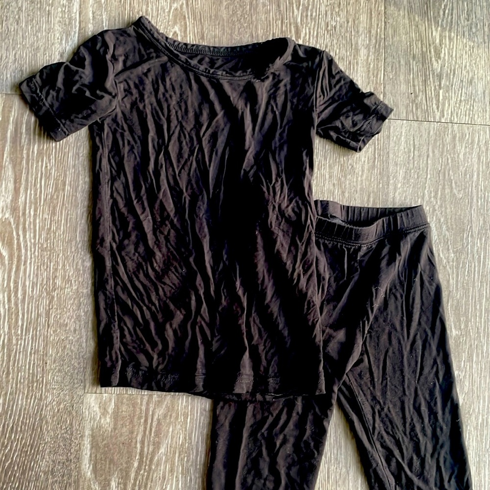 Little Sleepies Solid Black Short sleeve 2 Piece PJ set | Bamboo | Size 3t